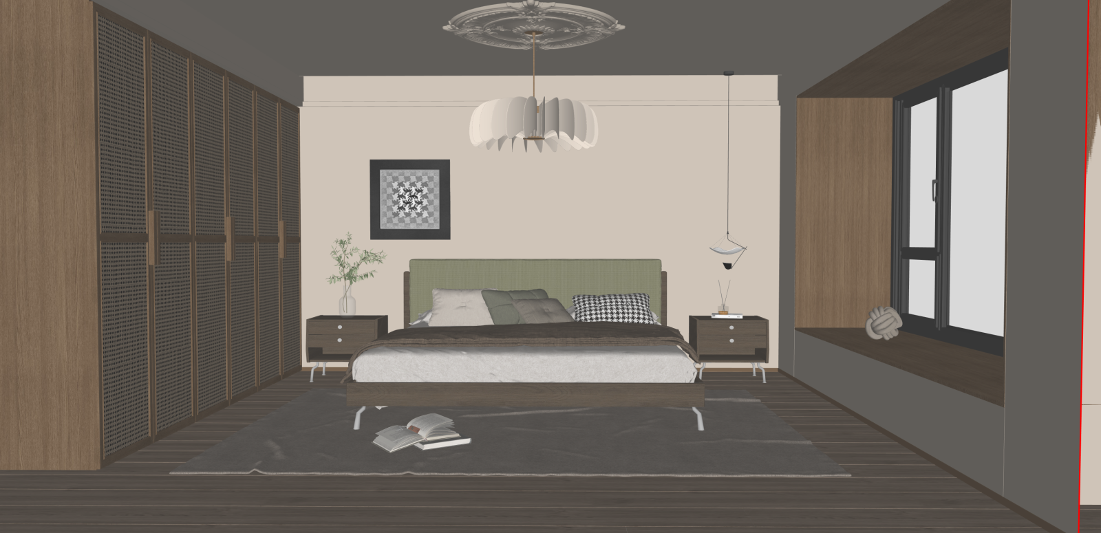 侘寂家居卧室SU模型下载【ID:1215945357】