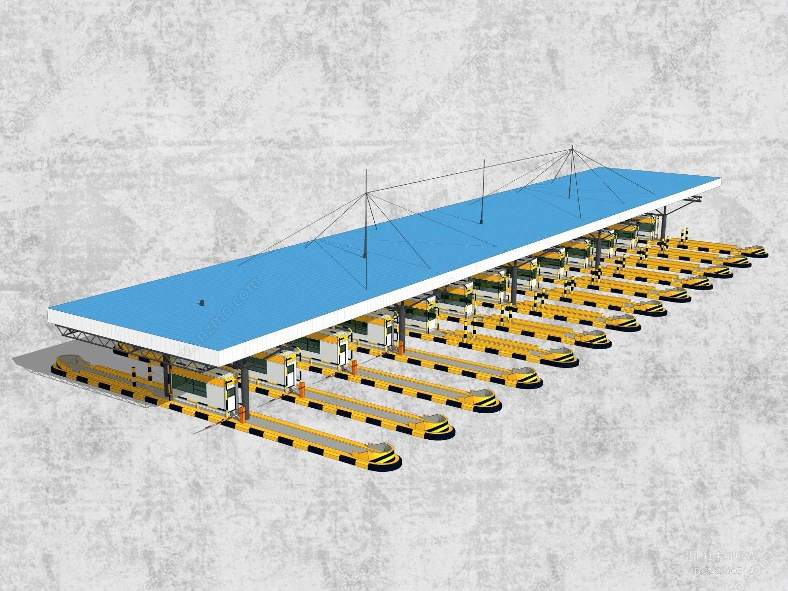 高速公路收费站SU模型下载【ID:342360714】