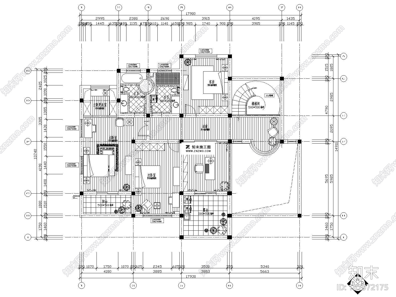 别墅施工图cad图纸下载dwg文件下载施工图下载【ID:181972175】