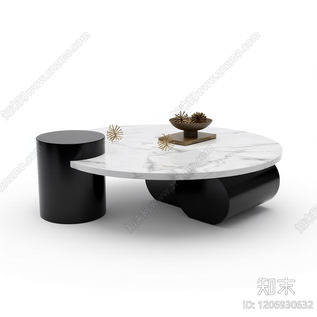 大理石圆桌带装饰3D模型下载【ID:1206930632】