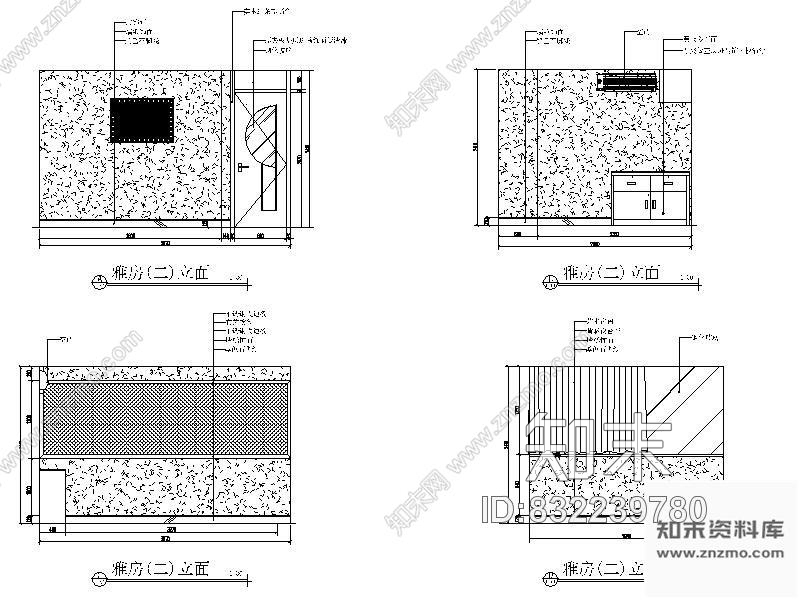 图块/节点西餐厅雅间立面图cad施工图下载【ID:832239780】