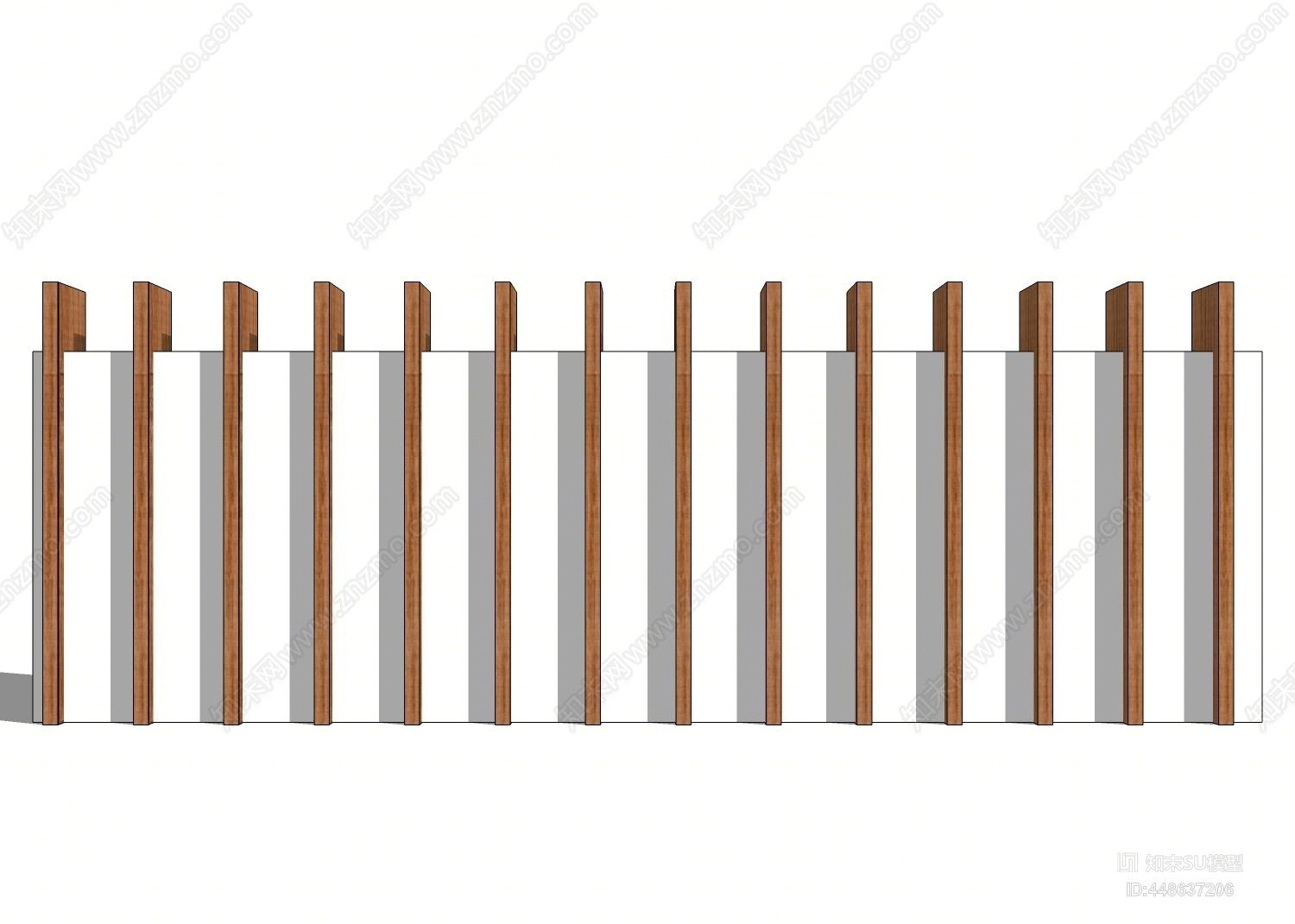 现代风格木艺栏杆SU模型下载【ID:448637206】