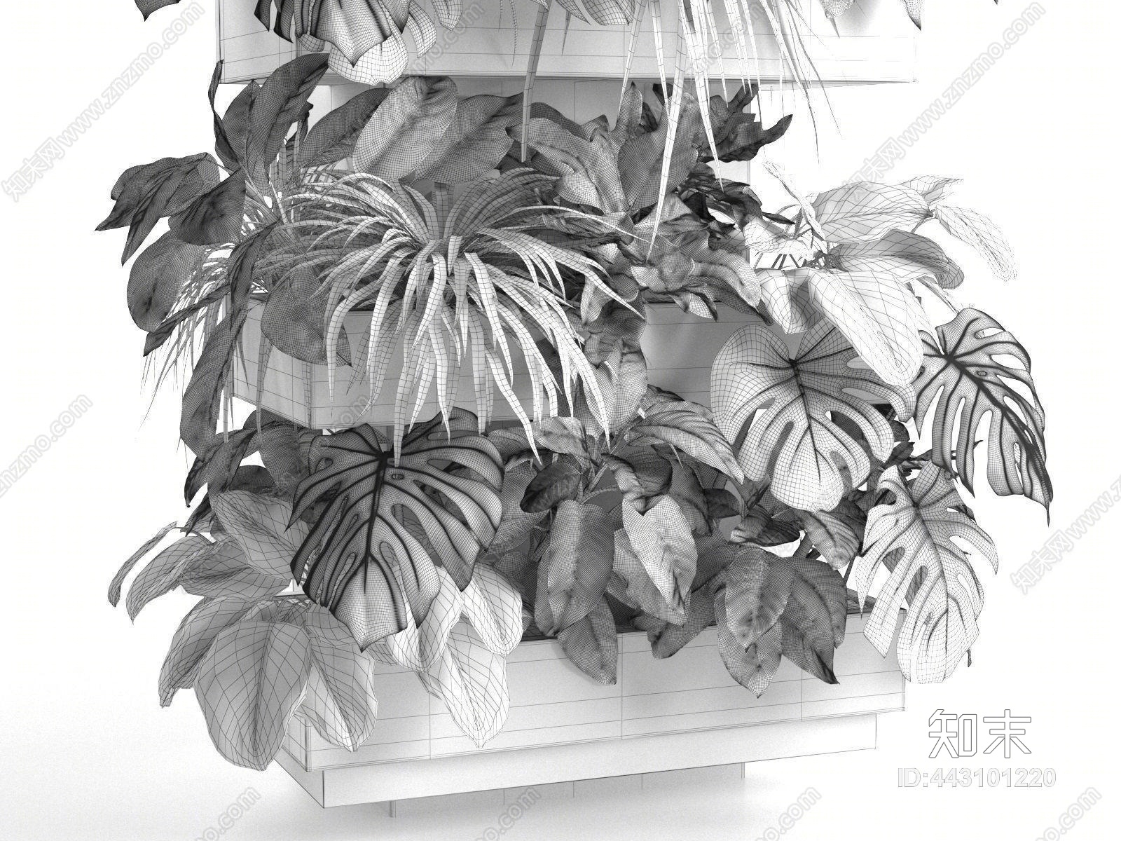 现代绿植墙3D模型下载【ID:443101220】