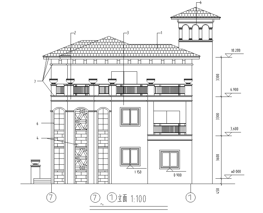 三层独栋别墅建筑施工图设计施工图下载【ID:149888136】