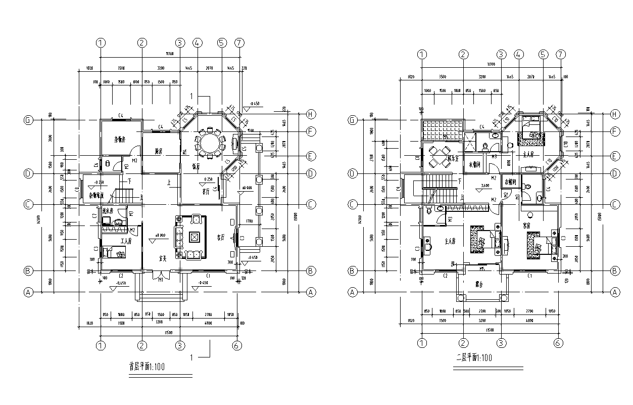 三层独栋别墅建筑施工图设计施工图下载【ID:149888136】