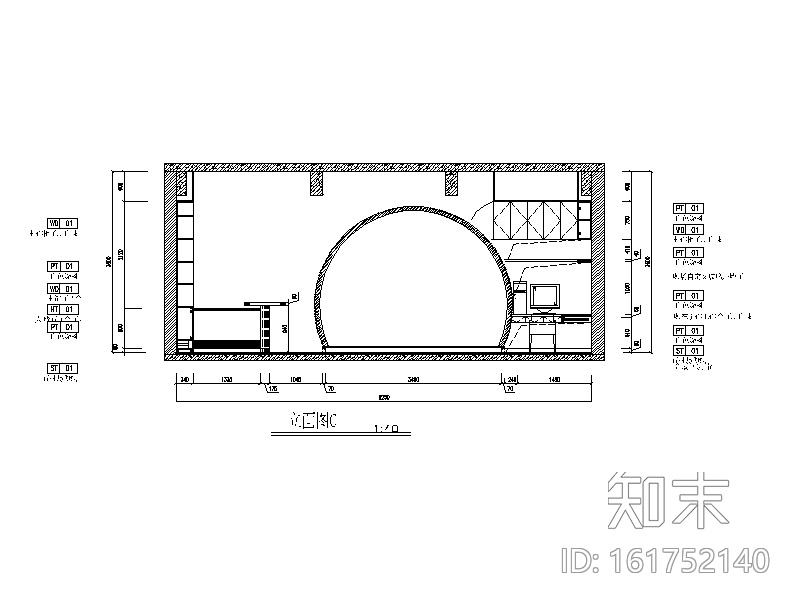 现代风格小巨蛋办公室设计CAD施工图（含实景图）cad施工图下载【ID:161752140】