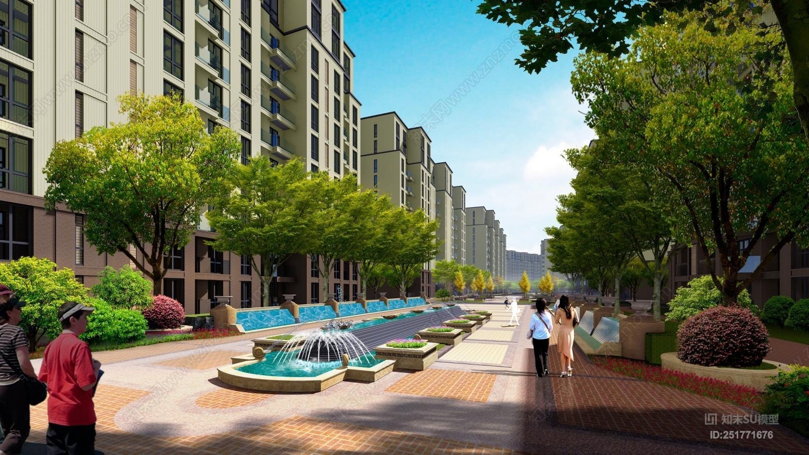欧式风格多层住宅SU模型下载【ID:251771676】