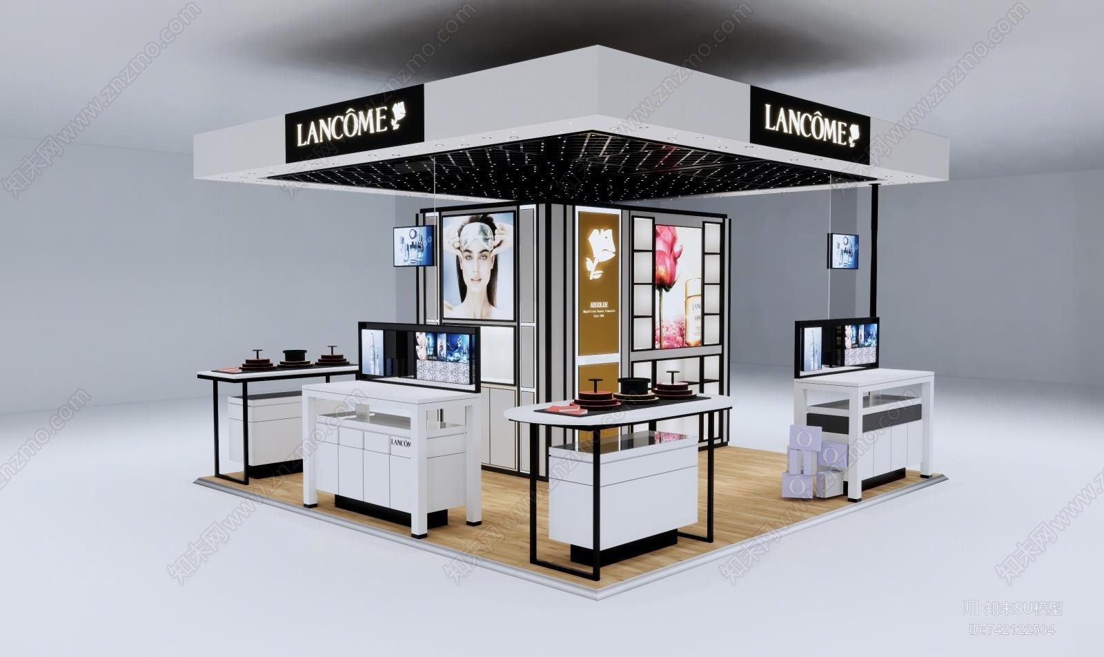 现代化妆品柜台SU模型下载【ID:742122504】