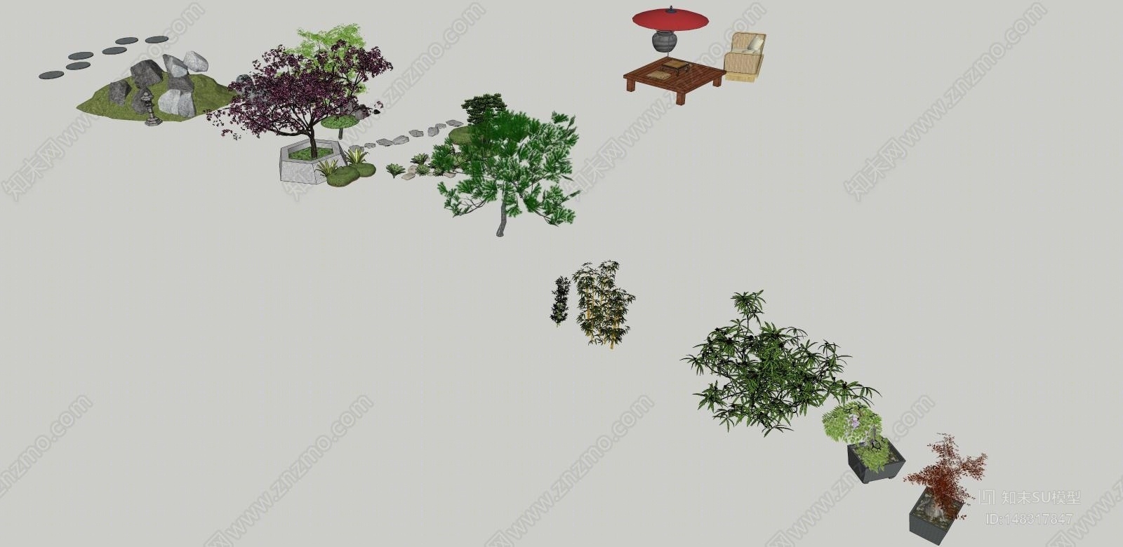 日式风格盆栽SU模型下载【ID:148317847】