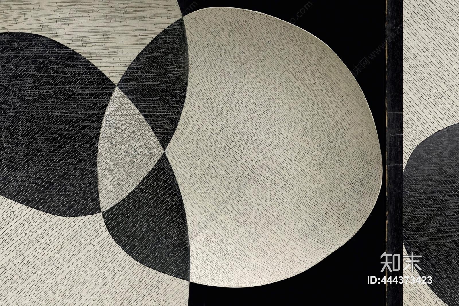 现代简约几何图形拼接黑白抽象装饰壁纸壁画贴图下载