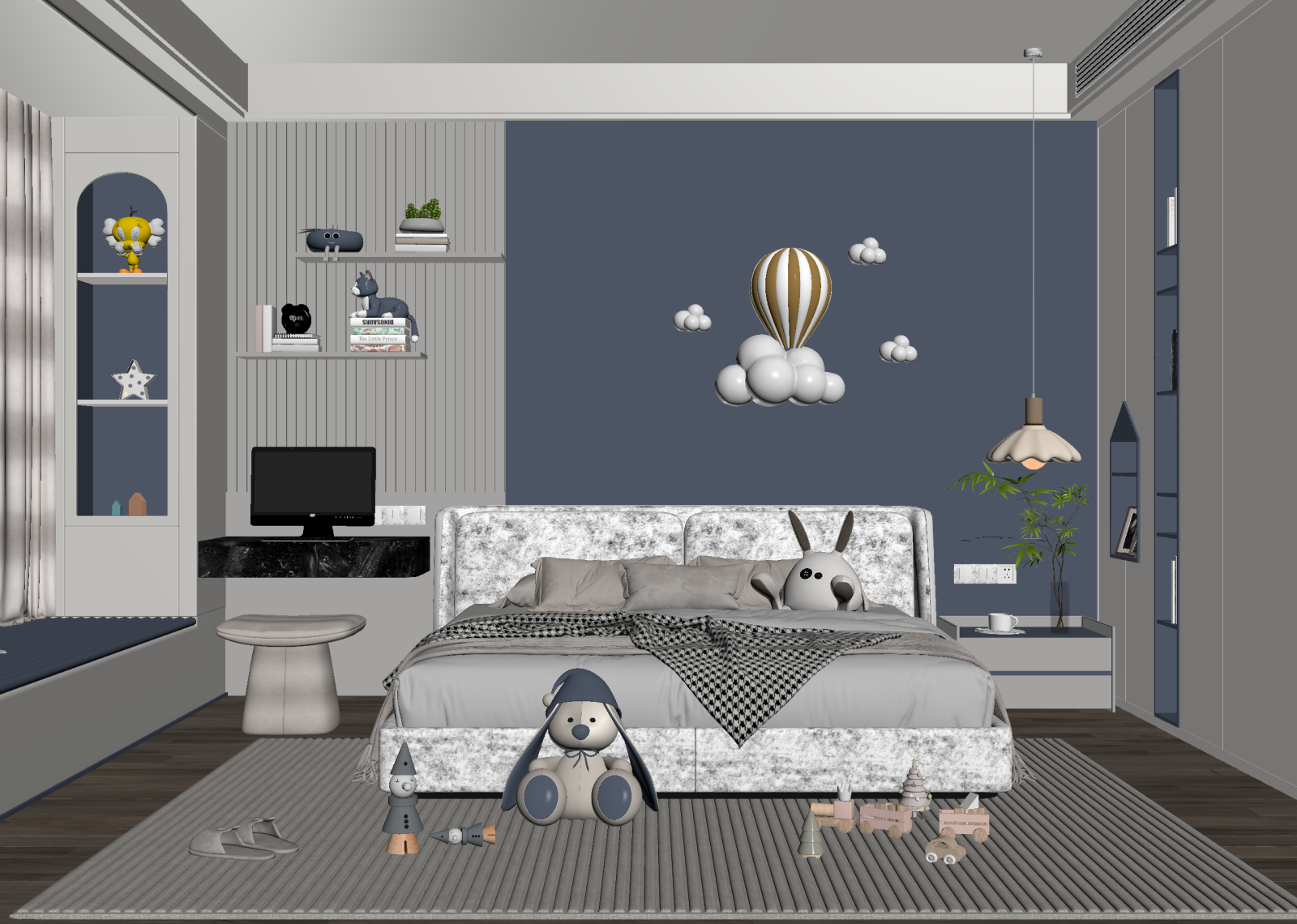 现代通用儿童房3D模型下载【ID:1214799721】
