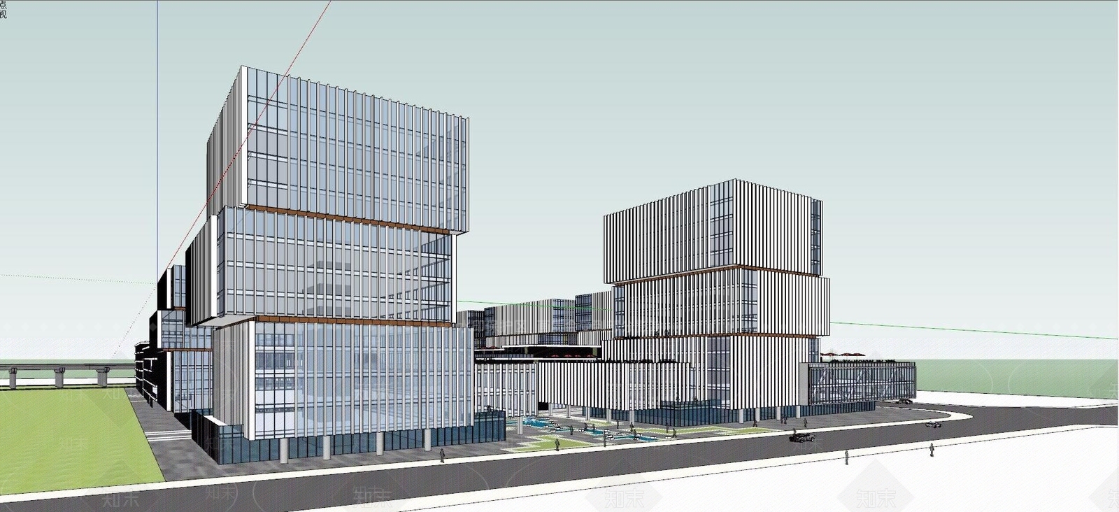 现代办公建筑产业园SU模型下载【ID:1124880244】