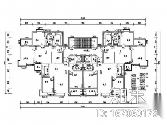 塔式高层一梯四北梯户型图（94/94）施工图下载【ID:167060179】