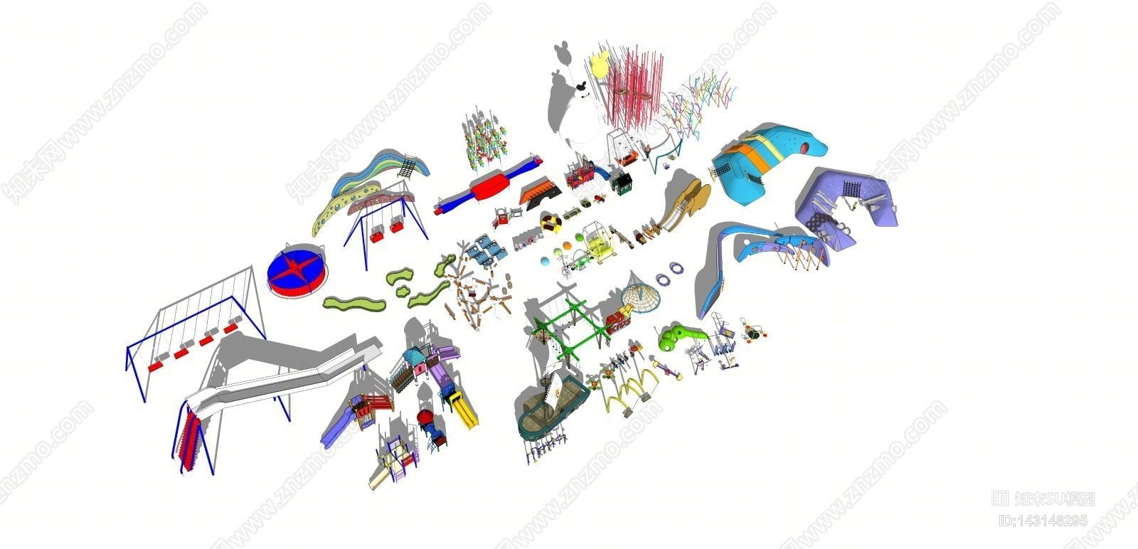 现代游乐设施合集SU模型下载【ID:143148295】