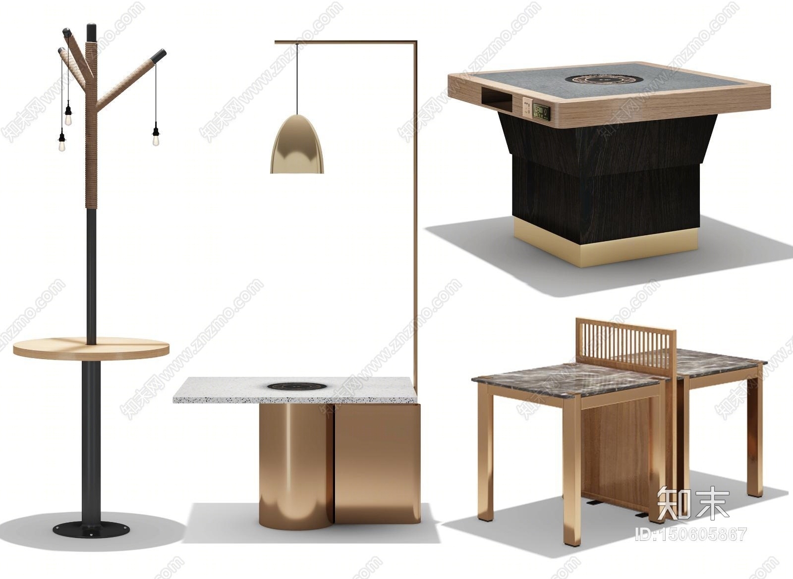现代餐饮店桌子3D模型下载【ID:150605867】