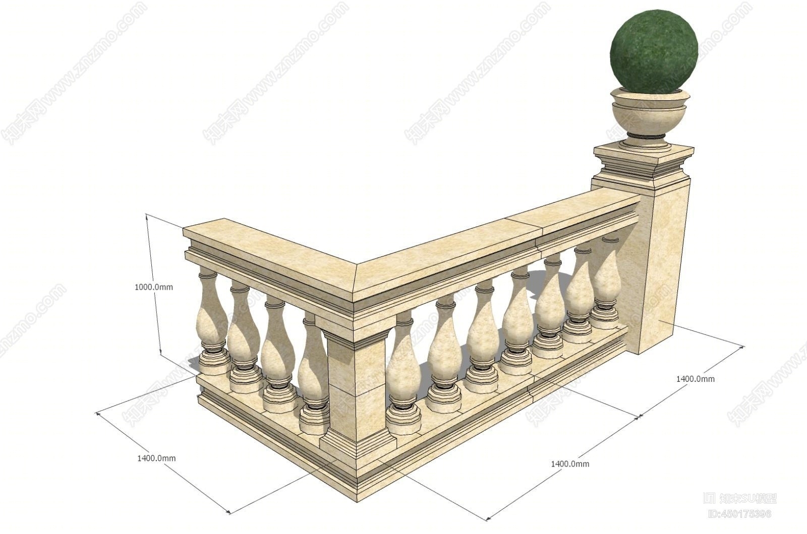 欧式风格大理石栏杆SU模型下载【ID:450175396】