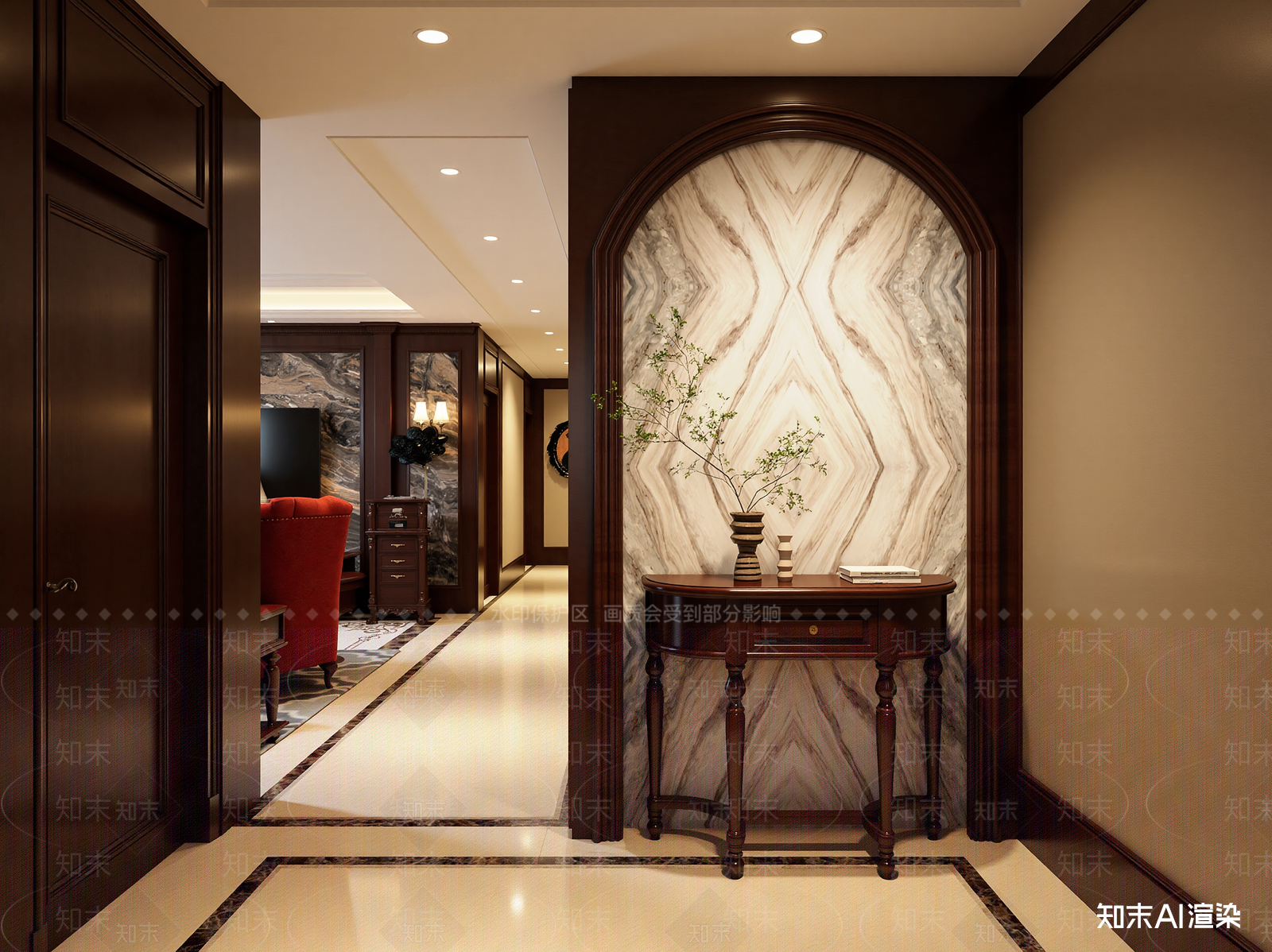 美式玄关3D模型下载【ID:1222250805】