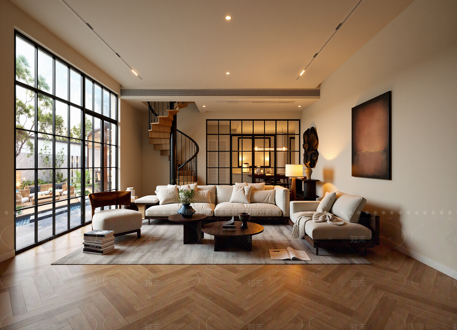 日式挑空客厅3D模型下载【ID:1214559275】