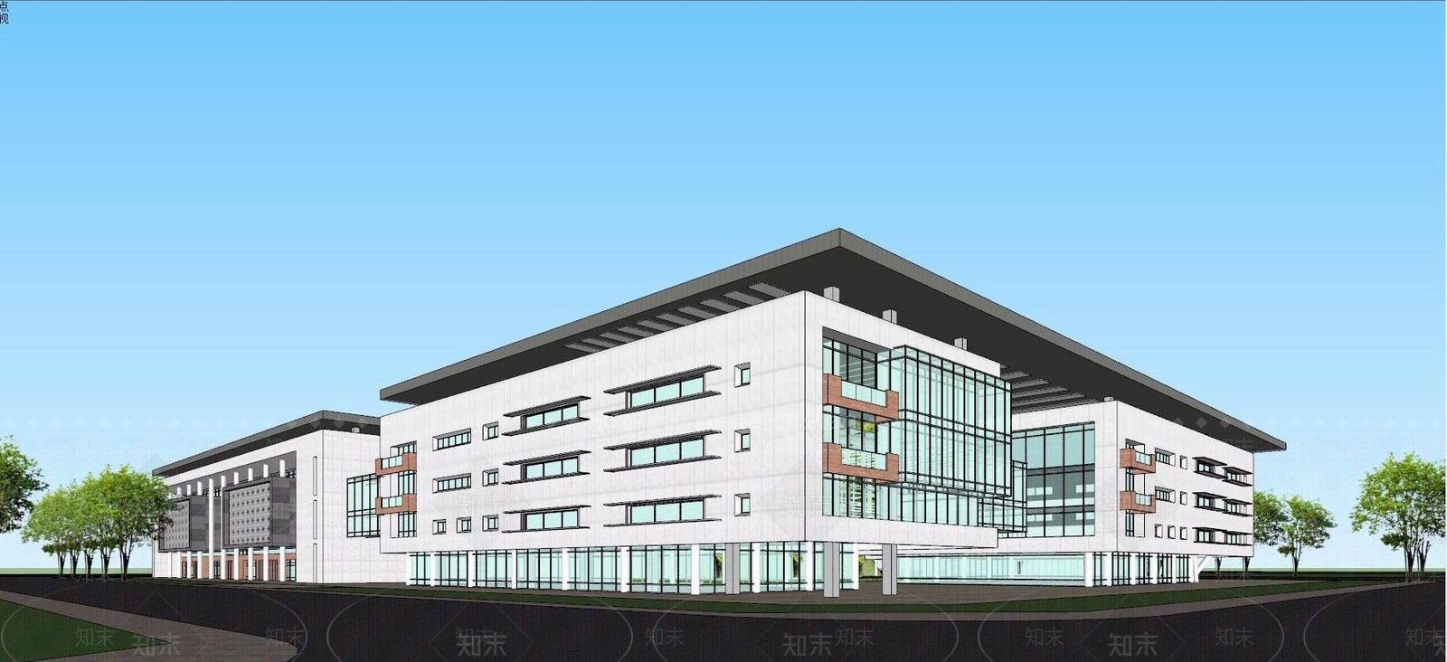 现代办公楼建筑外观SU模型下载【ID:1124879363】