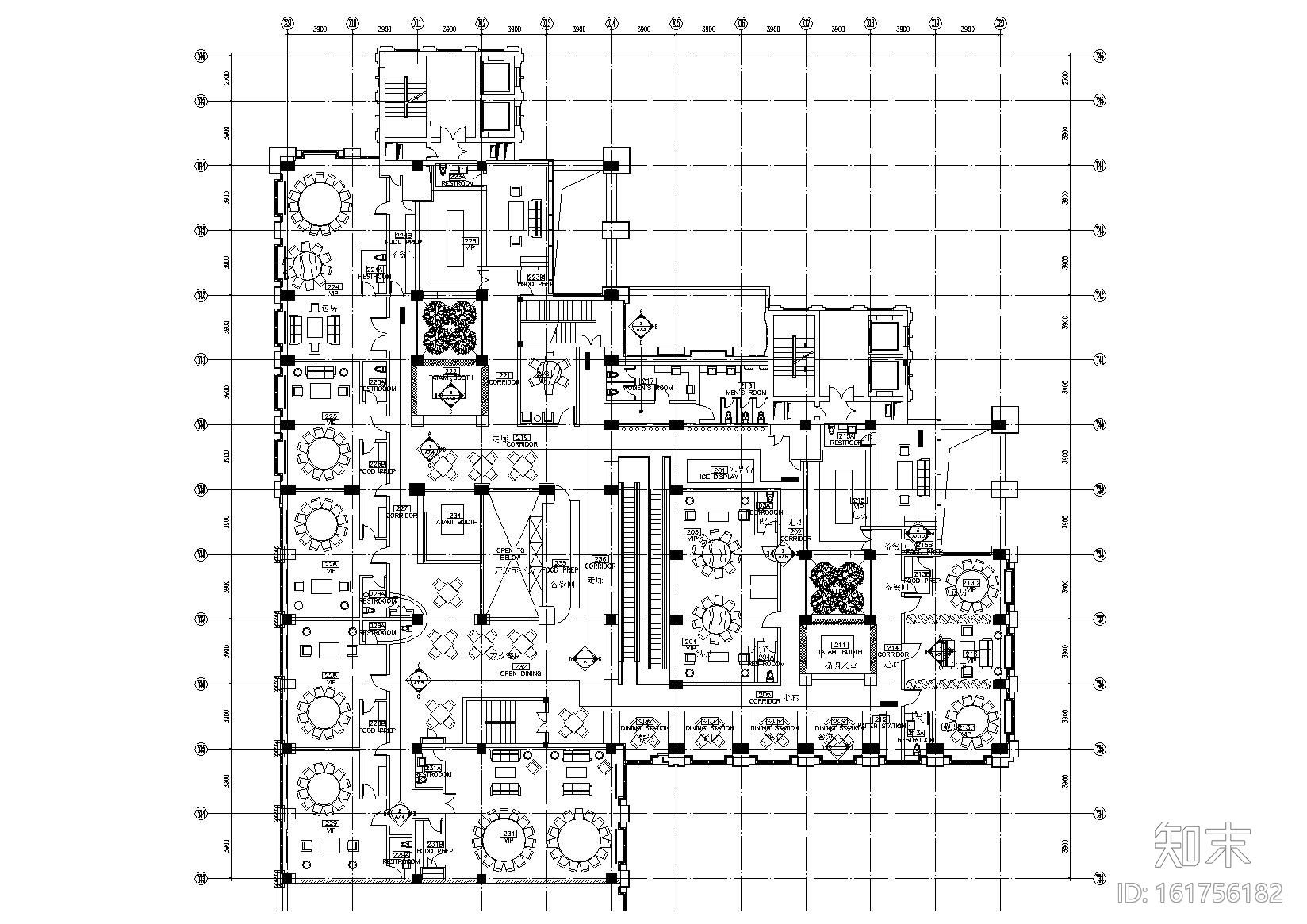 [北京]中国新理念餐厅室内装饰设计施工图cad施工图下载【ID:161756182】