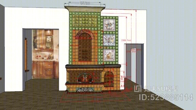 这是俄罗斯瓷砖+大烤炉。SU模型下载【ID:523885114】