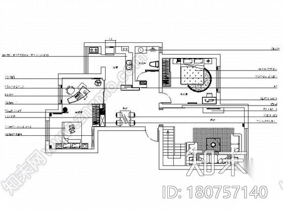 名师设计田园风情复式样板间装修施工图（含效果）cad施工图下载【ID:180757140】