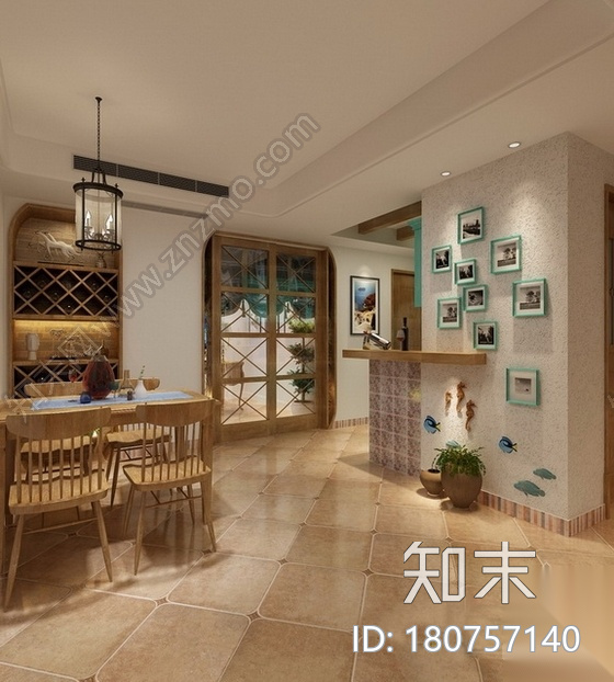 名师设计田园风情复式样板间装修施工图（含效果）cad施工图下载【ID:180757140】