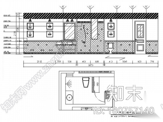 名师设计田园风情复式样板间装修施工图（含效果）cad施工图下载【ID:180757140】