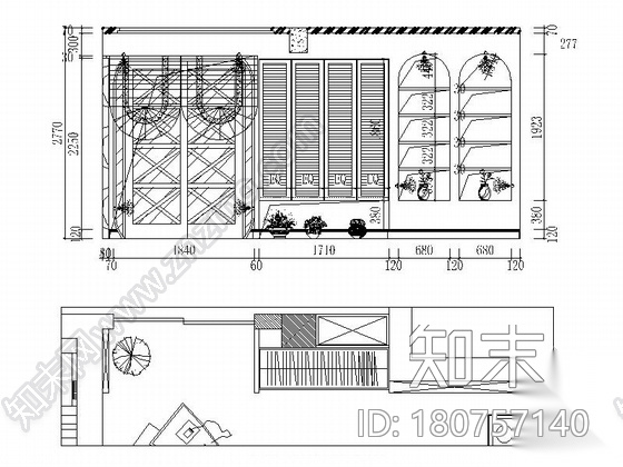 名师设计田园风情复式样板间装修施工图（含效果）cad施工图下载【ID:180757140】