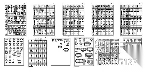 建筑施工设计标准家具图块CAD施工图下载【ID:166105137】