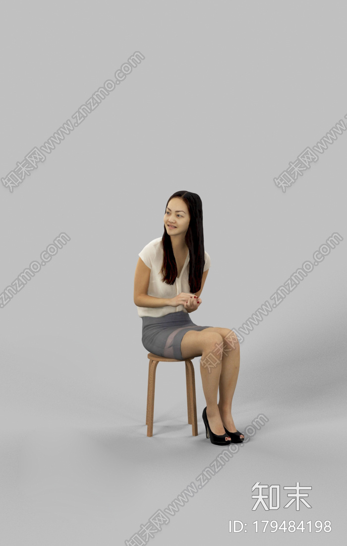 长发高跟鞋女子CG模型下载【ID:179484198】