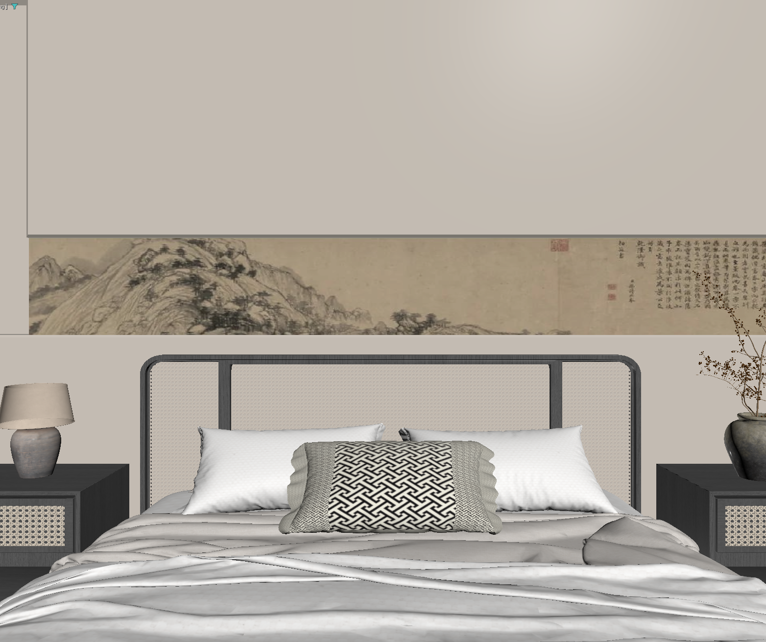 新中式民宿客房3D模型下载【ID:1215112368】