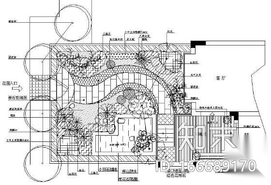 别墅花园绿化布置平面图施工图下载【ID:166689170】