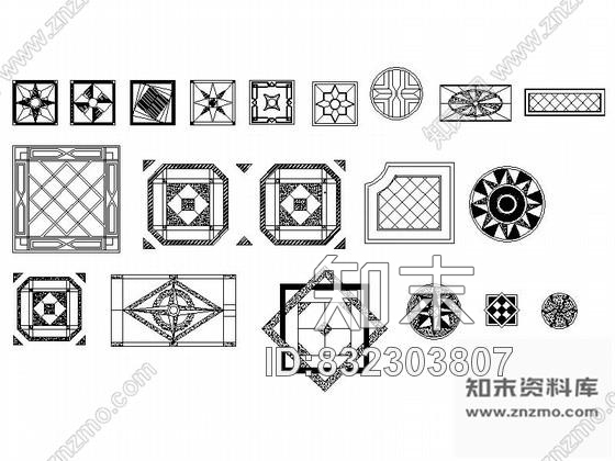 图块/节点地面拼花CAD图块下载施工图下载【ID:832303807】