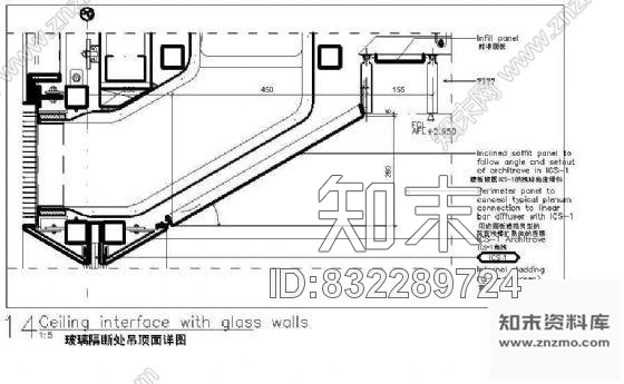 图块/节点玻璃隔断处吊顶面详图施工图下载【ID:832289724】