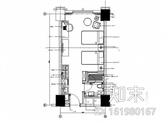 [苏州]商务酒店B型标准客房装修图cad施工图下载【ID:161980167】