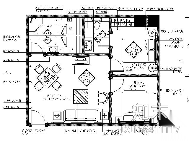 国际会所康体区VIP房施工图cad施工图下载【ID:166411117】