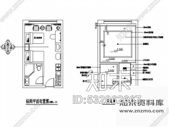 休闲酒店标准间装修图cad施工图下载【ID:532062667】