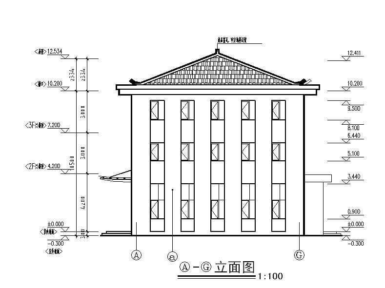 [宁夏]五层砖瓦屋面综合办公楼建筑施工图施工图下载【ID:149958181】