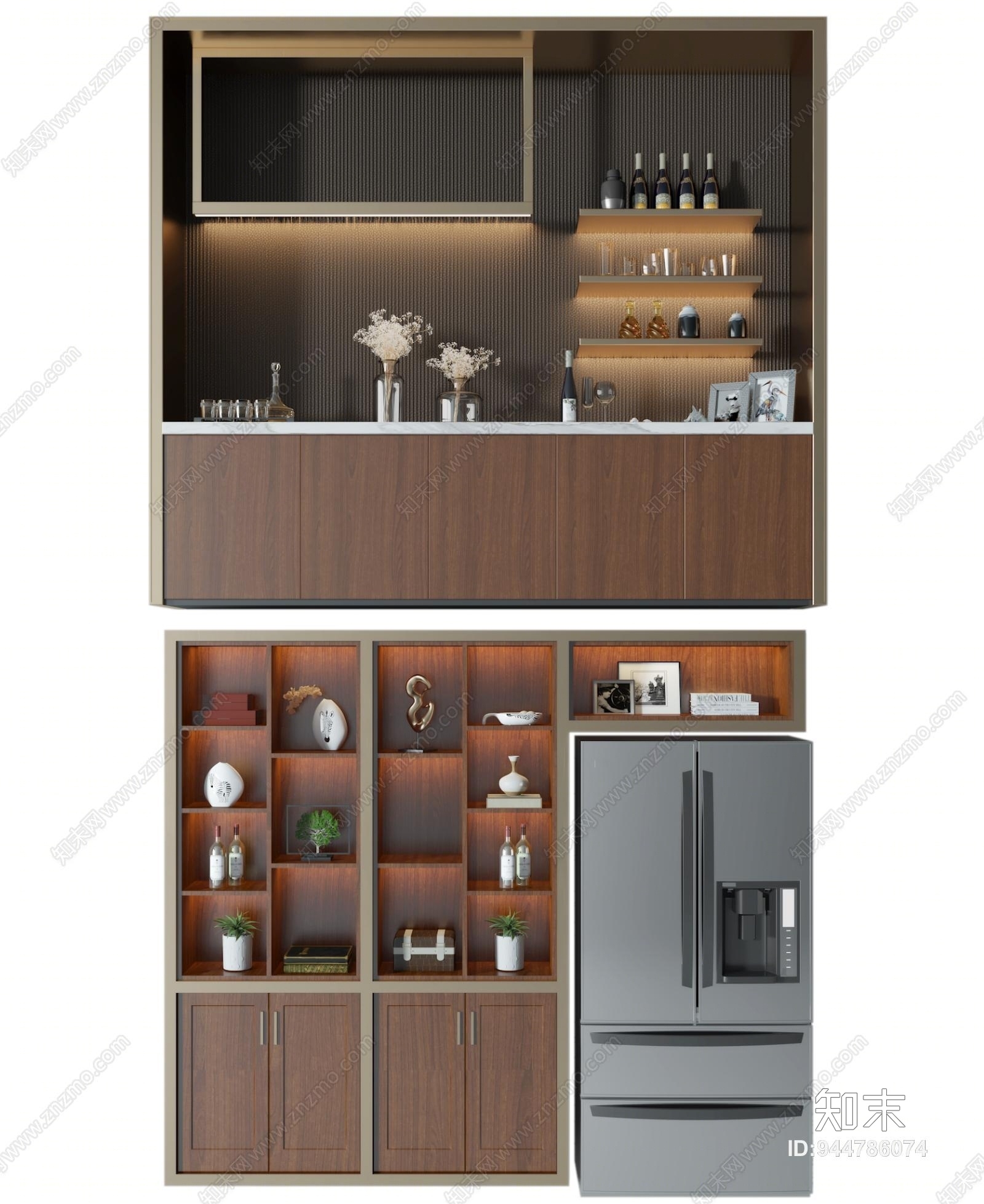 现代酒柜模型3D模型下载【ID:944786074】