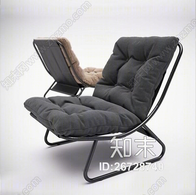 现代布艺休闲躺椅3D模型下载【ID:26728740】