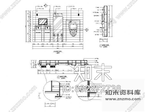 图块/节点通讯店墙面装饰详图Ⅰcad施工图下载【ID:832272738】