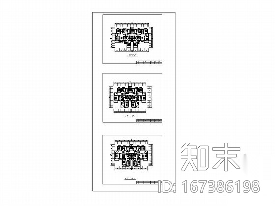 塔式高层一梯四户户型平面图（106\\50、80、90）施工图下载【ID:167386198】