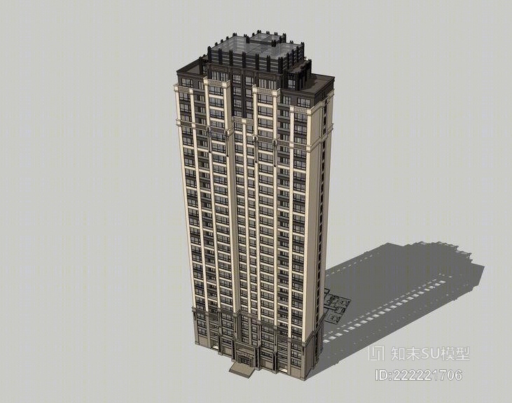 artdeco高层住宅SU模型下载【ID:222221706】