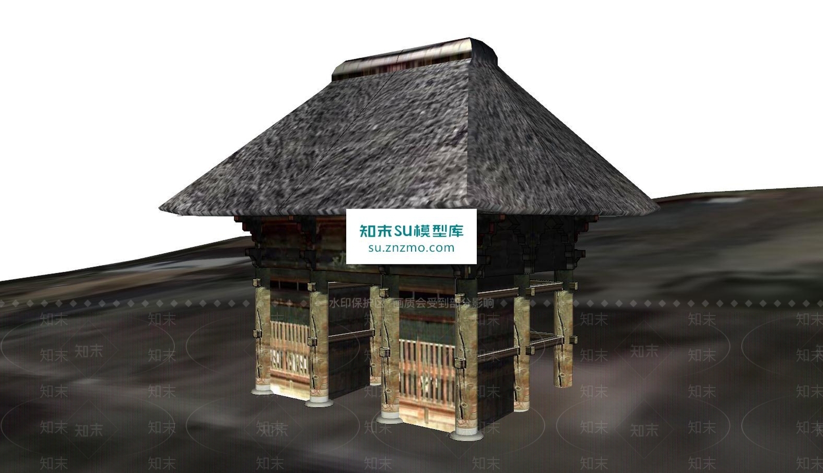 日式古建房子SU模型下载【ID:163183204】