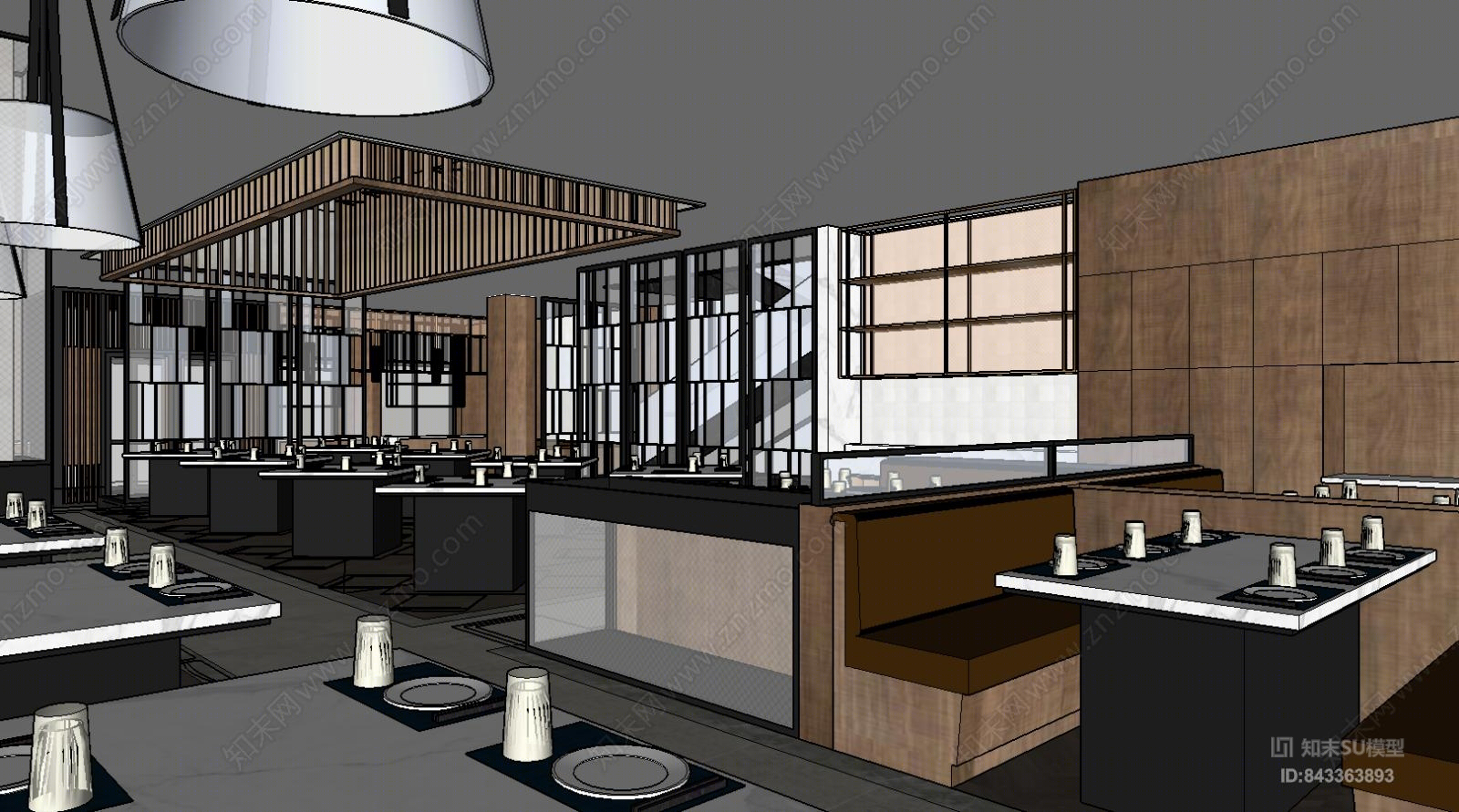 新中式火锅店SU模型下载【ID:843363893】