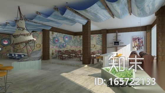 [毕业设计]海盗船西餐厅设计（含效果）cad施工图下载【ID:165722133】