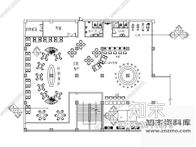 施工图某休闲酒店自助餐厅施工图cad施工图下载【ID:532011579】