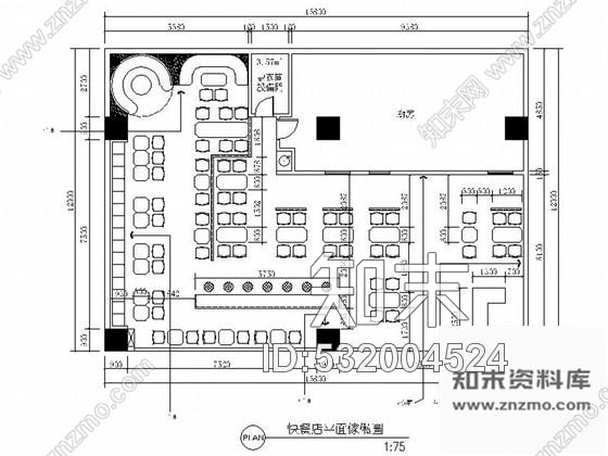 施工图河南简约中式风格快餐厅室内装修施工图含效果cad施工图下载【ID:532004524】