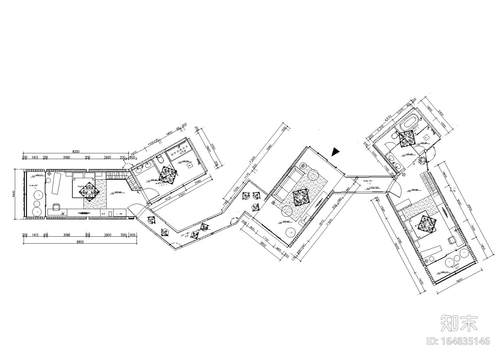 [云南]板栗林P3户型树屋体验住宅施工图cad施工图下载【ID:164835146】